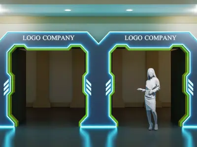 Futuristic Sci-Fi Double Entrance Gate Archway for Event Expo 3D model