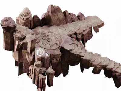 Stylized Cliff Stair Plateau-Game-Ready Modular Canyon Platforms 3D model