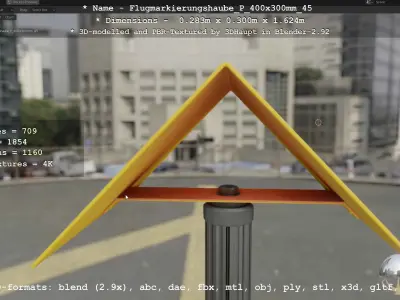 Flugmarkierungshaube mit Aluminiumpfosten 400x300mm 45 Low-poly 3D model