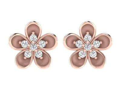 Light Weight Rose Gold Diamond Earring  -DDS TP 201 3D print model