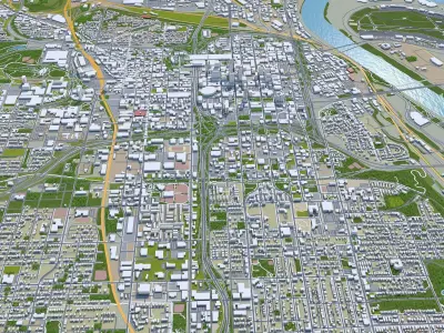 Kansas Downtown Missouri USA Low-poly 3D model