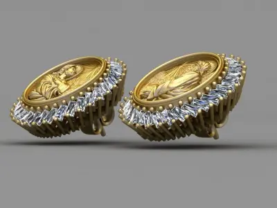 Jesus Diamond Earring 3d Print Model  3D print model