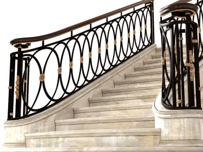 Classic marble stair in Art Deco style 3D model