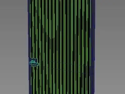 Wall bathroom door with mirrored stripes 3D model