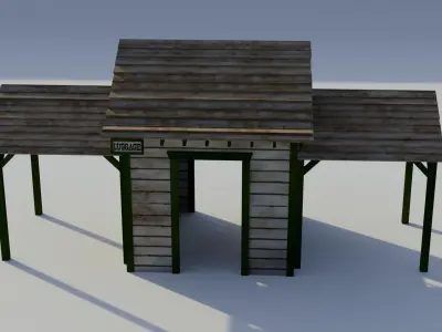 Western Train Station - Low-poly PBR Low-poly 3D model