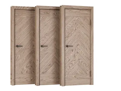 Wooden Door Set V9  3D model