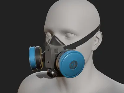 Gas mask helmet 3d model military combat fantasy cyborg  Low-poly 3D model