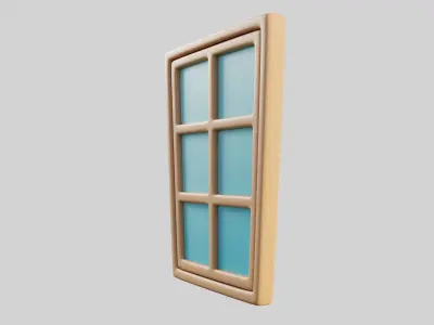 Cartoon Window 2b Low-poly 3D model