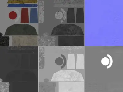 Barracks medieval castle and tents Low-poly 3D model