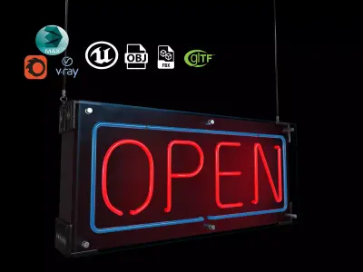 Open Sign Low-poly 3D model