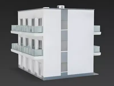 Modern Low-Rise White Apartment Complex 3D Model Low-poly 3D model