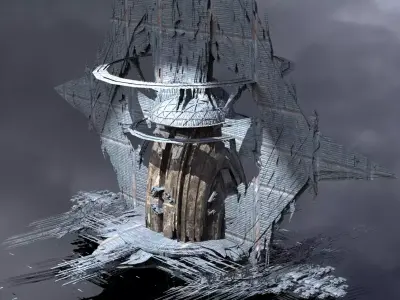 Frozen Ice shard Mountain landing arrays base 4  3D model