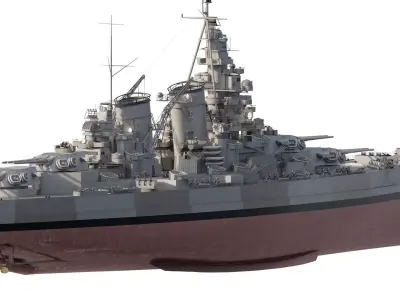 WW2 US NAVY BATTLESHIP USS ALASKA 3D model