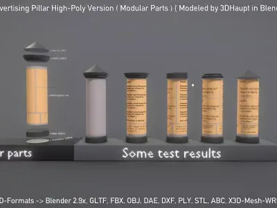 Classic Advertising Pillar High-Poly Version 3D model