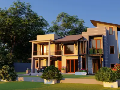 Modern residential building  3D model buy