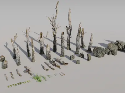 Moss Biome Ground Scatter - 3D AssetKit PBR Low-poly 3D model