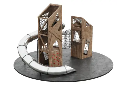 Playground with two towers 3D model