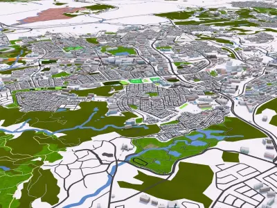 Kobe City Japan 2021 July Low-poly 3D model