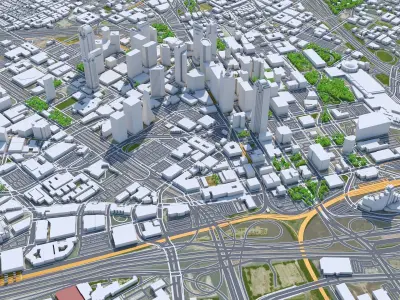 Dallas Downtown Texas USA Low-poly 3D model
