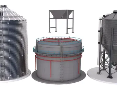 Grain Storage Bins Collection 3D model