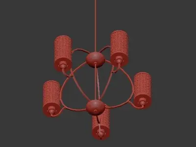 DENTON chandelier with three glass shades 3D model