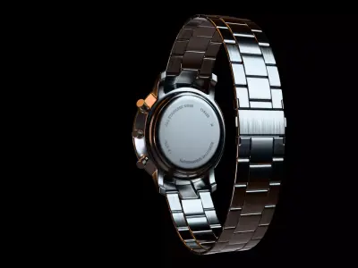 Executive Chronograph Watch - Stainless Steel Black - PBR 4K 3D model