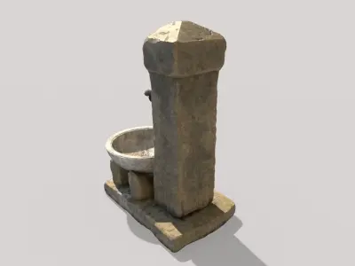 Old Stone Fountain Low-poly 3D model
