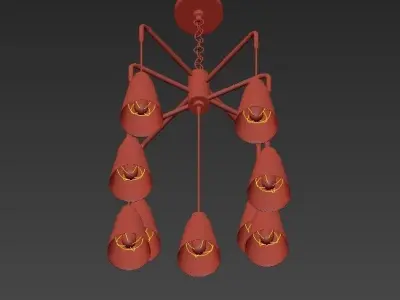 Echo 9 Light Chandelier in Satin Platinum 3D model