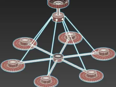 nadin chandelier with five lights in gold 3D model