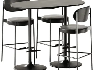 Verner Series 430 Bar Stool and Casual High Oval Table by Bene 3D model