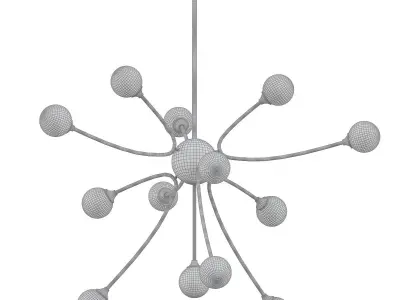 VIGNETTE modern chandelier in brass with glass balls 3D model
