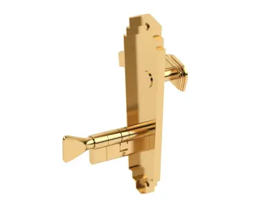 Art Deco Style Door Handle Brass 3D model