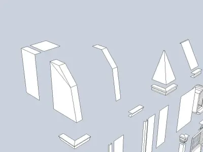 Low poly building set House constructor elements pack  Low-poly 3D model