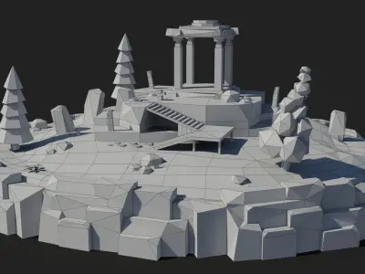 10 cartoon island landscape low poly 3D Model Pack