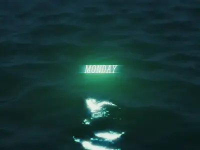 Monday text neon animation 3D model