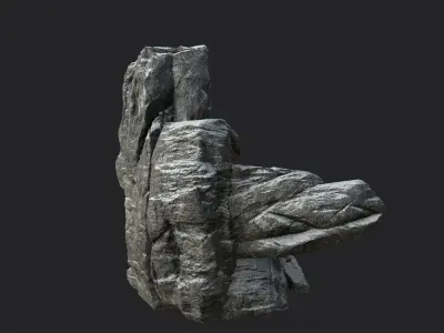 Snowy Cliff Rock 002 Low-poly 3D model