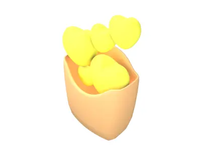Heart French Fries Packaging Icon v1 005 Low-poly 3D model