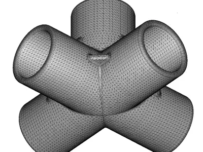 Transparent Five Way Fitting 3D model