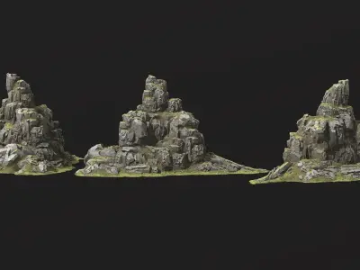 Rock Island mountains 1 Low-poly 3D model