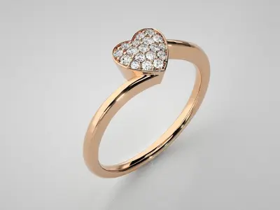 Heart Love Valentine Light wt diamond ring  in US RING SIZES 3D print model