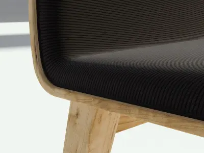 Wooden Black Fabric Sidechair 3D model