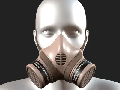 Gas mask respirator military combat soldier armor  Low-poly 3D model