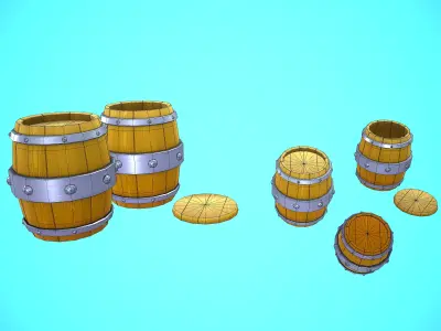 BARREL CARTOON STYLIZED Low-poly 3D model