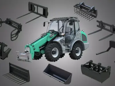 KL80-8T Loader - With 9 Front Loader Parts 3D Model Pack