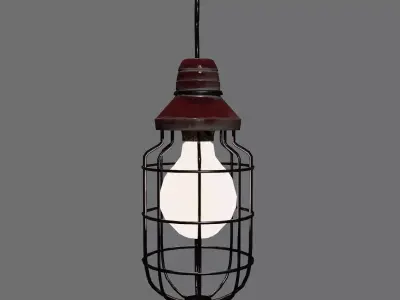 lantern model light bulb in cage Low-poly 3D model