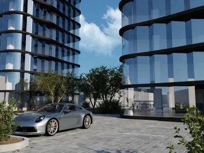 Modern Architectural visualization Low-poly 3D model