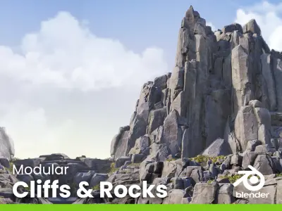 Realistic Looking Modular Cliffs and Rocks BLENDER Low-poly 3D model