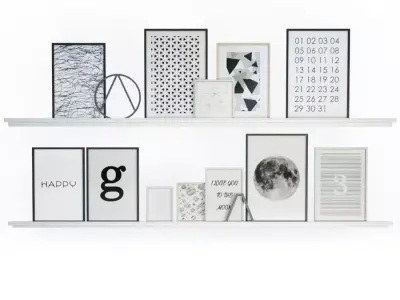Black and White Wall Frames 3D model