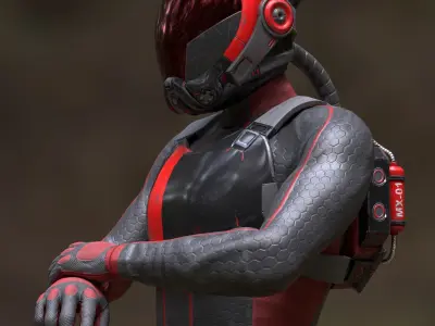 MX01 Male Space Suit Black LITE VERSION Low-poly 3D model