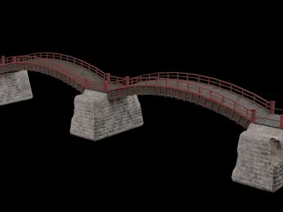 JAPAN JAPANESE ASIAN ORIENTAL TEMPLE CITY BRIDGE COLLECTION Low-poly 3D model